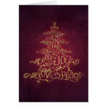 Typographic Christmas Tree Vintage Red Card cards