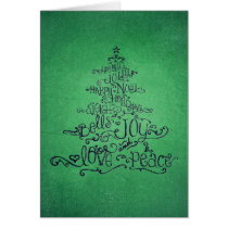Typographic Green Christmas Tree Card cards