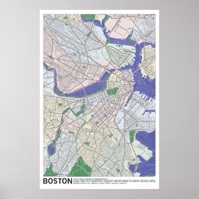 Typographic Map of Boston Poster by axismaps