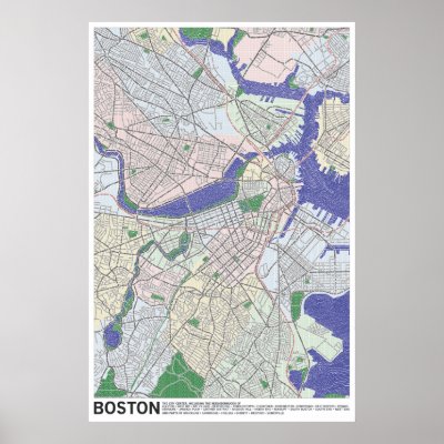 Typographic Map of Boston Poster by axismaps