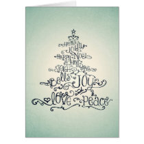 Typographic Mint Green Christmas Tree Card cards