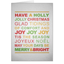 Typographic Red, Green & Gold Christmas cards