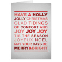 Typographic Red & Silver Christmas Card cards