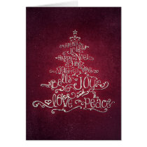 Typographic Red & Silver Christmas Tree Card cards