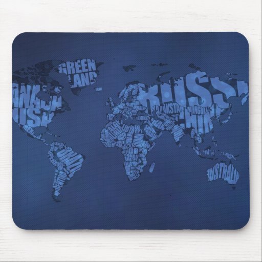 Typographic World Map (Dark) Mouse Pads