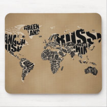 Typographic World Map mousepads by vladstudio Typographic World Map mousepads