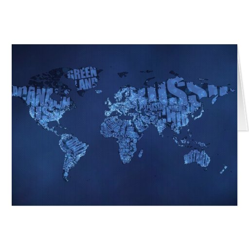 Typographic World Map (Night) Greeting Card