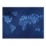 Typographic World Map (Night) Postcard