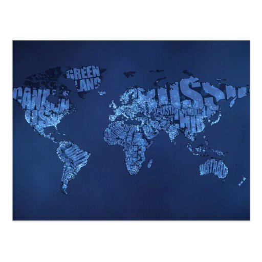 Typographic World Map (Night) Postcard