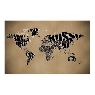 Typographic World Map print