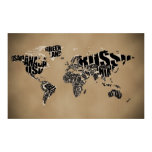 Typographic World Map Posters