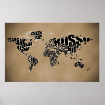 Typographic World Map posters