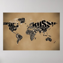 Typographic World  Map posters