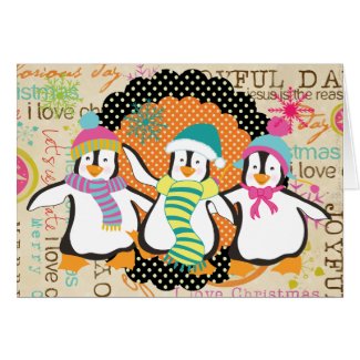 Typography and Penguins Holiday Greeting Card