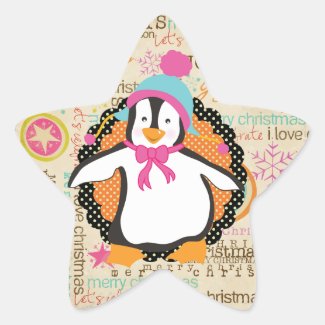 Typography and Penguins Star Sticker