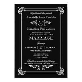 Typography Art Deco Vintage Wedding Invitation