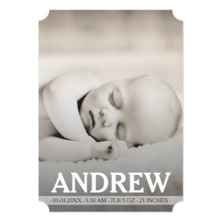 Typography Baby Boy Birth Announcement Photo Card