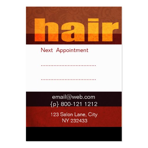 Typography Hair Salon Salons Business Cards (back side)