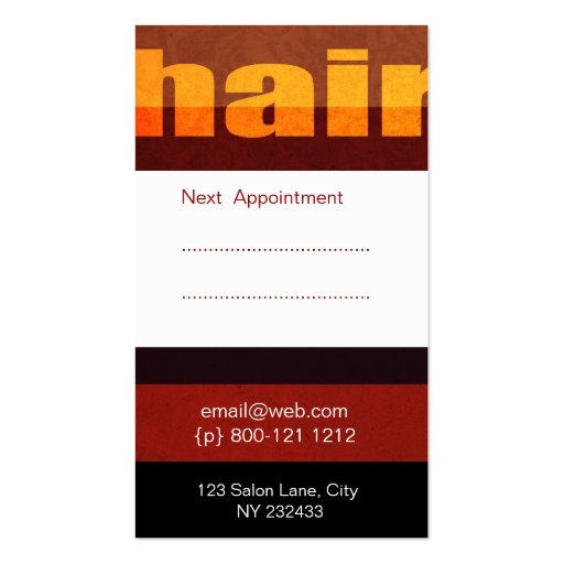 Typography Hairstylist Salon Business Card Templates (back side)