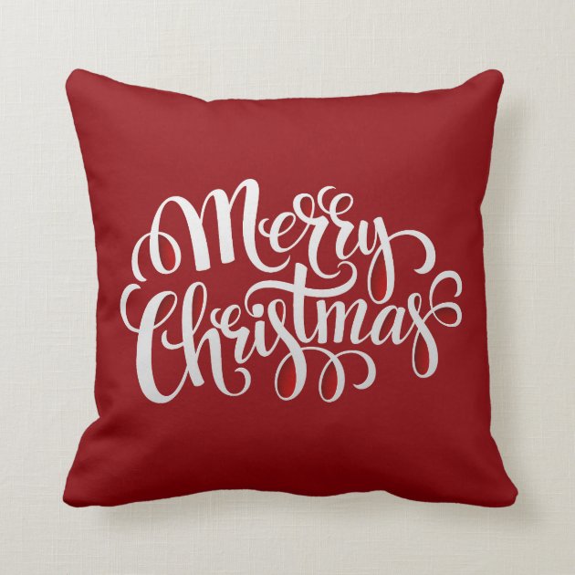 Typography Merry Christmas AND New Year Throw Pillows-0