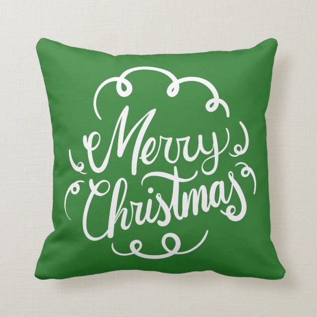 Typography Merry Christmas Holiday Script Pillows