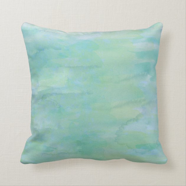 Typography Pastel Watercolor Background, Green Throw Pillows-1