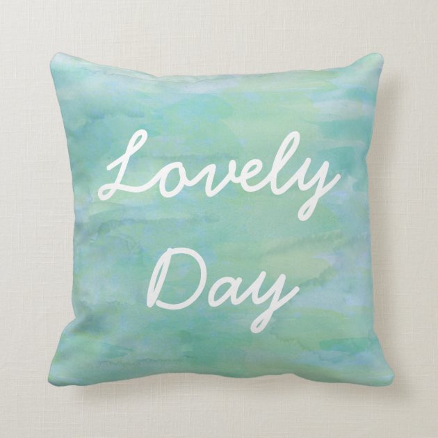 Typography Pastel Watercolor Background, Green Throw Pillows-0