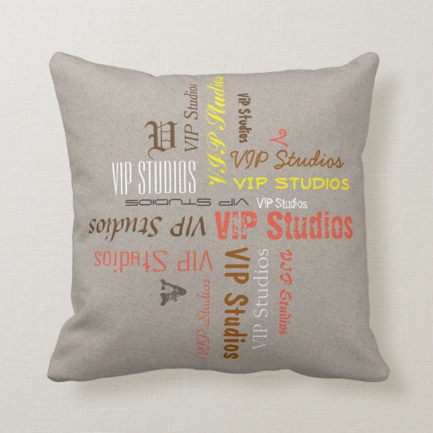Typography Personal Name Collage on any Color Throw Pillows
