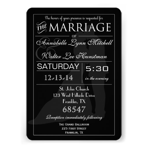 Typography Wedding Couple Black & White Invitation
