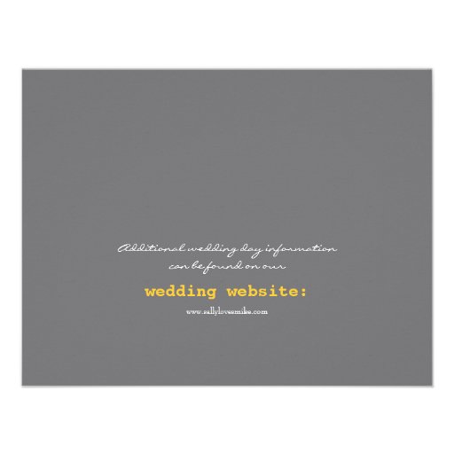 Typography Wedding Insert in Gray and Yellow Personalized Invite