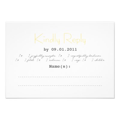 Typography Wedding RSVP in Gray and Yellow Personalized Announcements