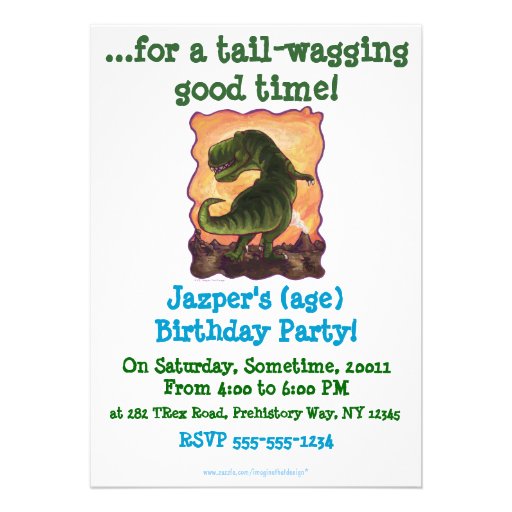 Tyrannosaurus Party Center Personalized Invitations