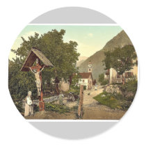 Tyrol Village ("Village with crucifix"), Tyrol, Au Round Sticker