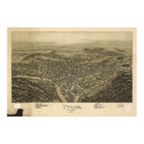 Tyrone Pennsylvania 1895 Antique Panoramic Map posters by terraprints_classic Tyrone Pennsylvania 1895 Antique Panoramic Map posters