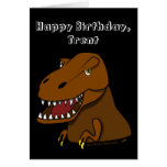 Tyrranosaurus Rex Kids Birthday Custom Name Greeting Card