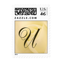 U - Custom Monogram Postage White Rose postage by aslentz U - Custom Monogram Postage White Rose postage