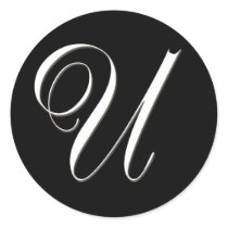 U monogram - elegant black and white stickers
