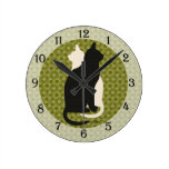 U Pick Color/Good Luck Black and White Kitty Cats Wall Clocks