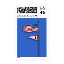 U.S. and Lighthouse Flags postage