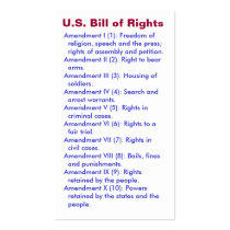 U.S. Bill of Rights ~ First 10 Amendments ~ Business Card Template