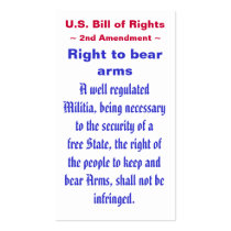 U.S. Bill of Rights ~ Second (2nd) Amendment ~ Business Card