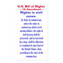 U.S. Bill of Rights, ~ Seventh (7th) Amendment ~ Business Card Template