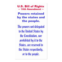 U.S. Bill of Rights, ~ Tenth (10th) Amendment ~ Business Card Templates