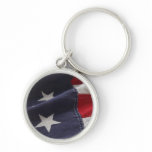 U.S. flag close up round premium keychain