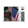 U.S. Flag with Brick and Flower Backdrop Postage Stamps