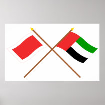 UAE and Ras al-Khaimah Crossed Flags Poster