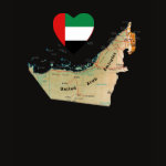 United Arab Emirates Flag Heart Map Fitted AA T-Shirt