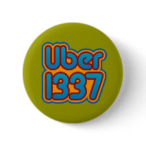 Uber 1337 70s Retro Button