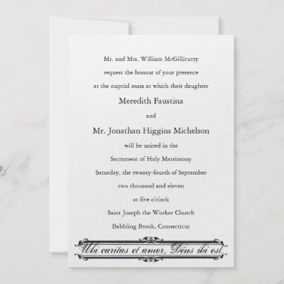 An elegant design for a wedding invitation with the proper wording for a 