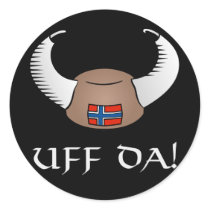 Uff Da! Viking Hat Round Stickers
